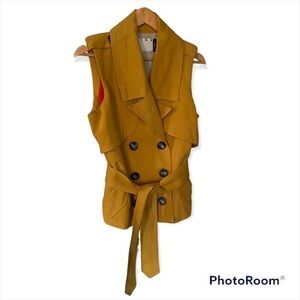 Mike Gonzalez Belted Trench Vest, Goldenrod Yellow, Size Medium